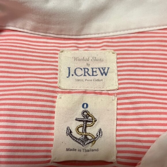 J. Crew Pink Striped 100% Pure Cotton Button Down Long Sleeve Shirt Size 0 - Picture 6 of 10